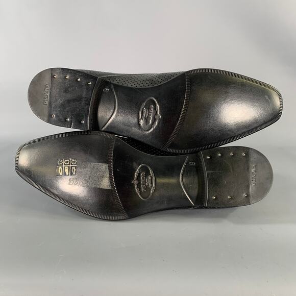 PRADA Size 9 Black Perforated Leather Lace Up Lace Up Shoes main image 5